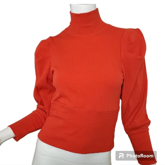 Free People Tops - Free People Lola Red Ribbed Turtle Neck Sz M EUC